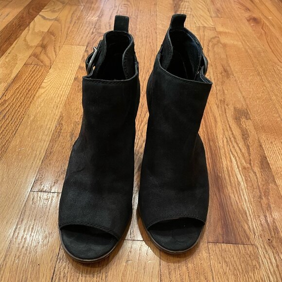 Lucky Brand Black Suede Peep Toe Bootie - Picture 2 of 6